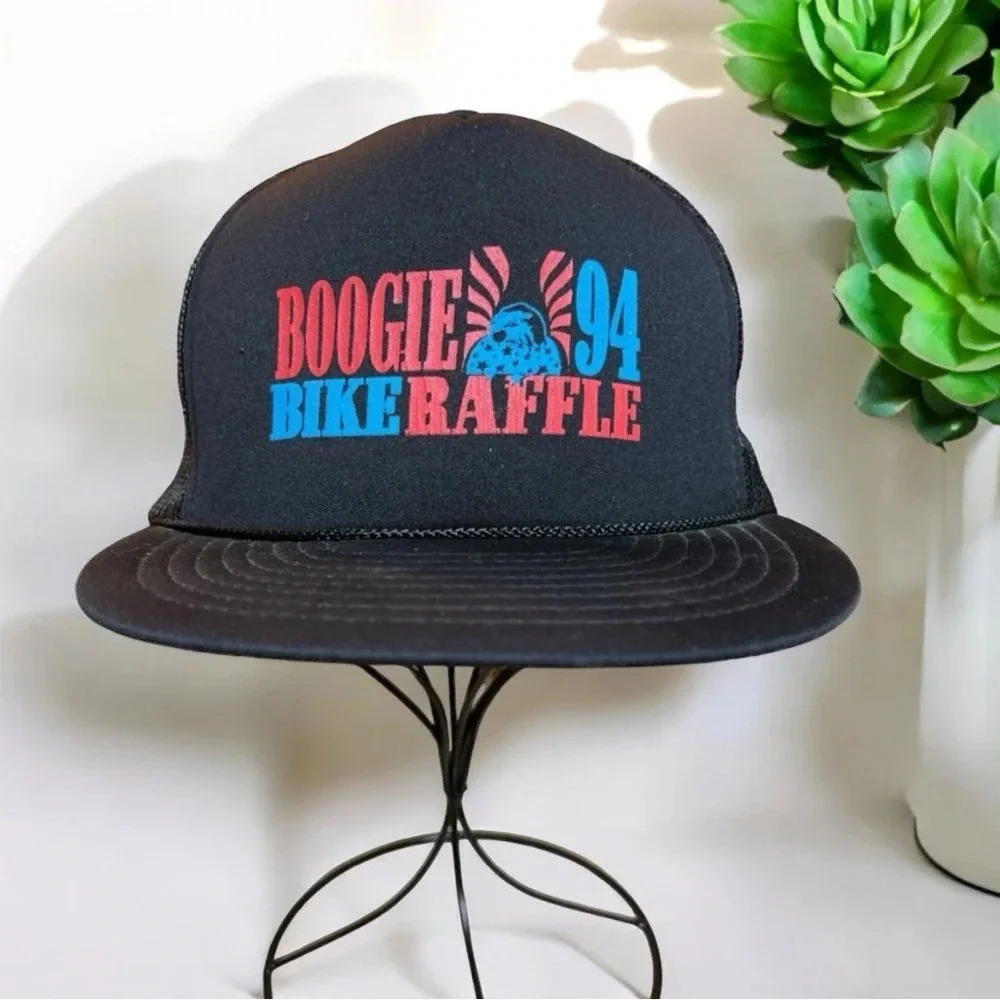 Vintage 1994 Boogie Bike Raffle Graphic Snapback Hat Mad Hatter USA
